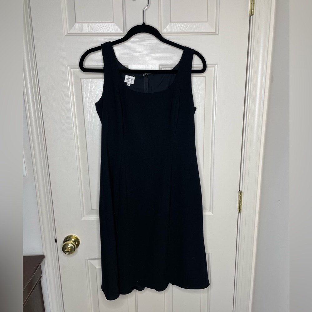 Vintage Armani‎ Collection black sleeveless fit and flare dress 10